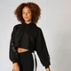 Icon 女士短版连帽衫 - 黑