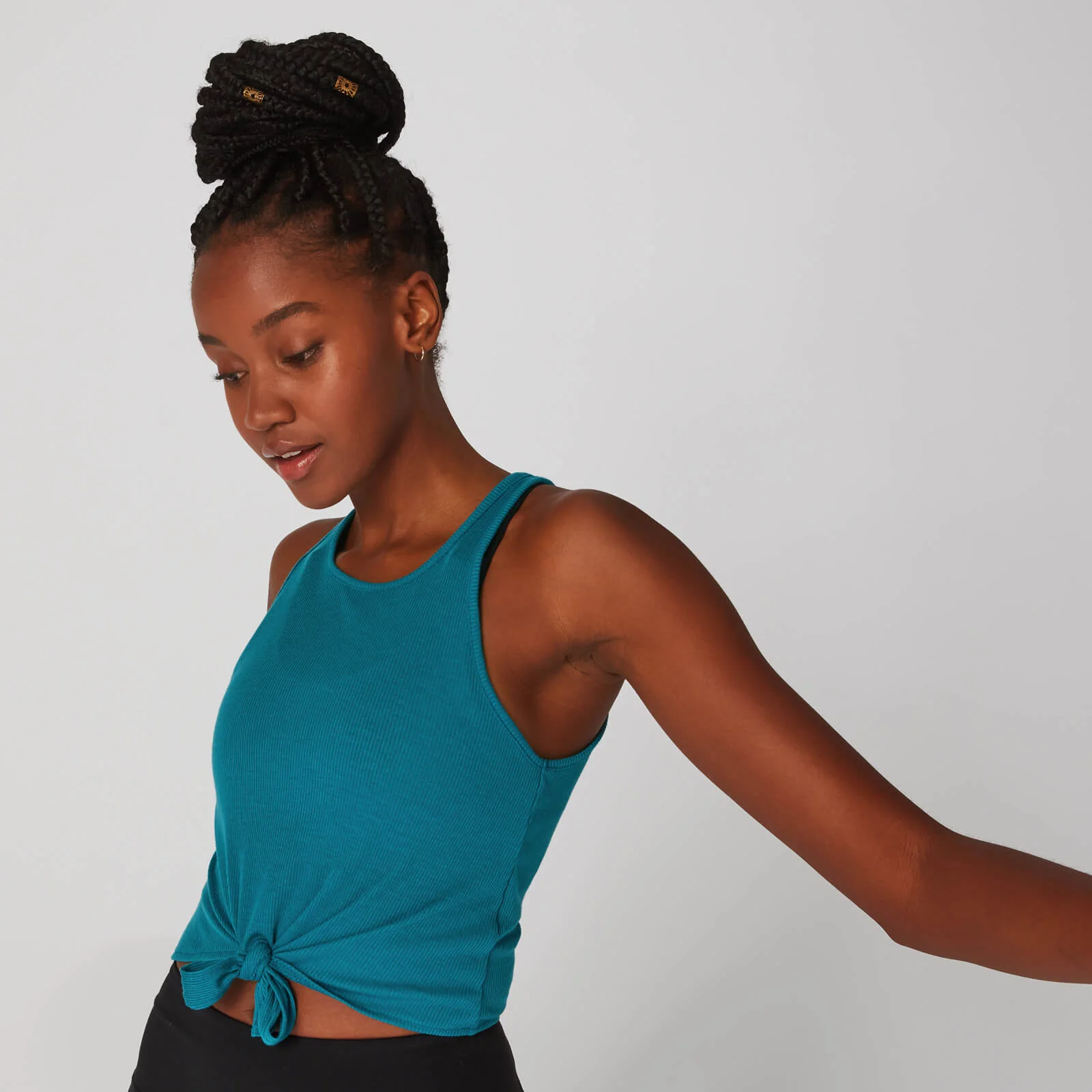 Rib Tie Front Vest 女士前绑带罗纹背心 - 蓝 - XS 图片 1