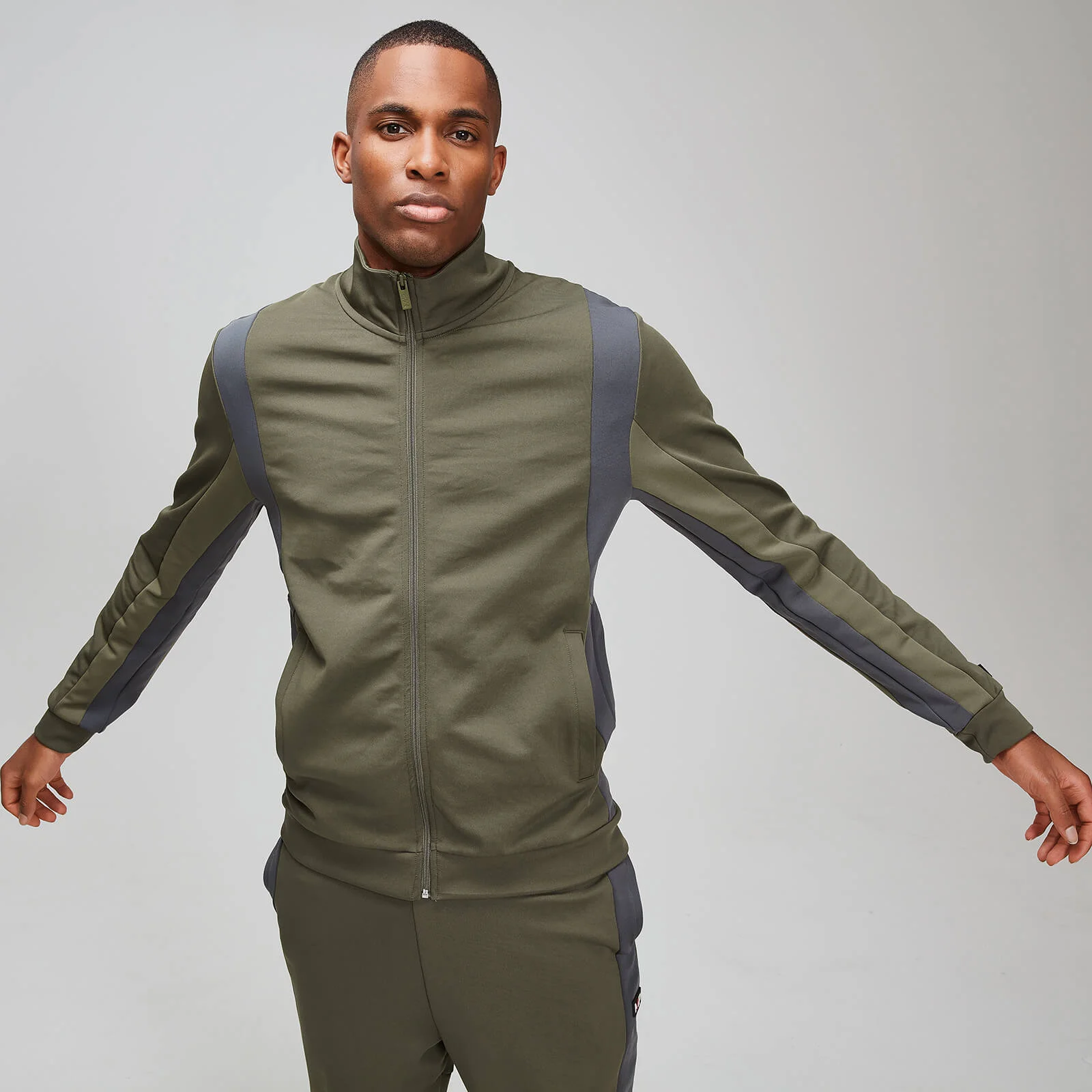 Colour Block 男士拉链外套 - 绿色 - XS 图片 1