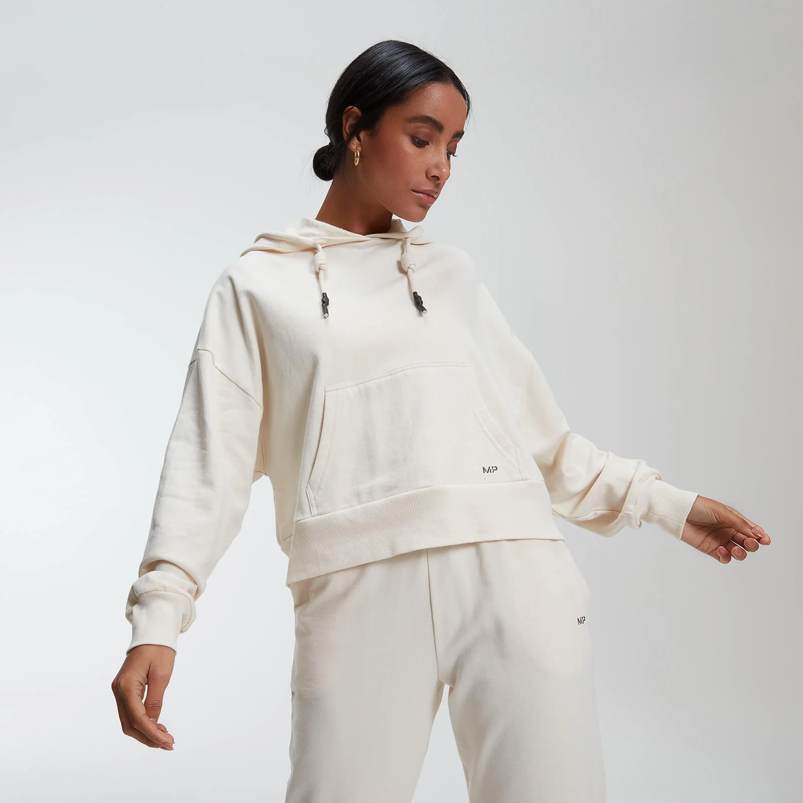 Rest Day 女士短版连帽衫 - 象牙白 - XS 图片 1