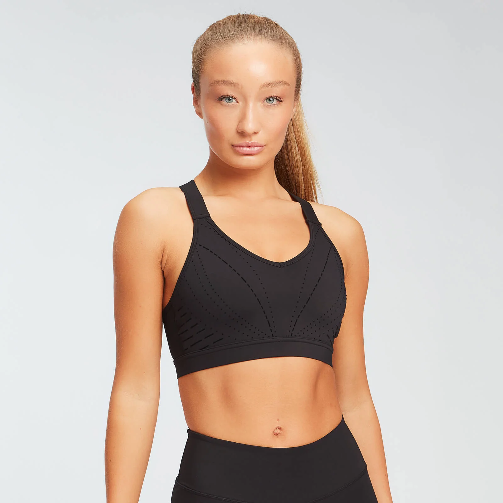 MP Women's Geo Print Placement Bra - Black - XS 图片 1