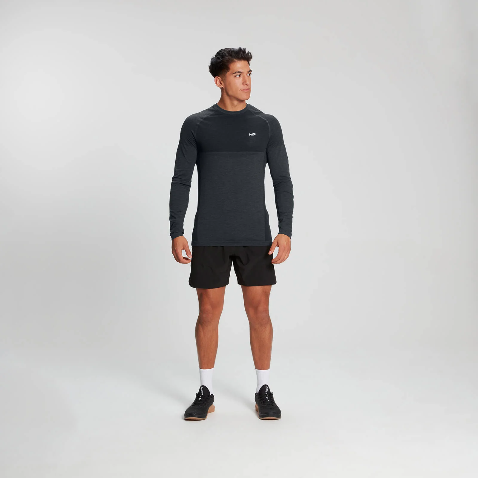 MP Men's Essential Long Sleeve Seamless T-Shirt - Carbon Marl - XS 图片 1