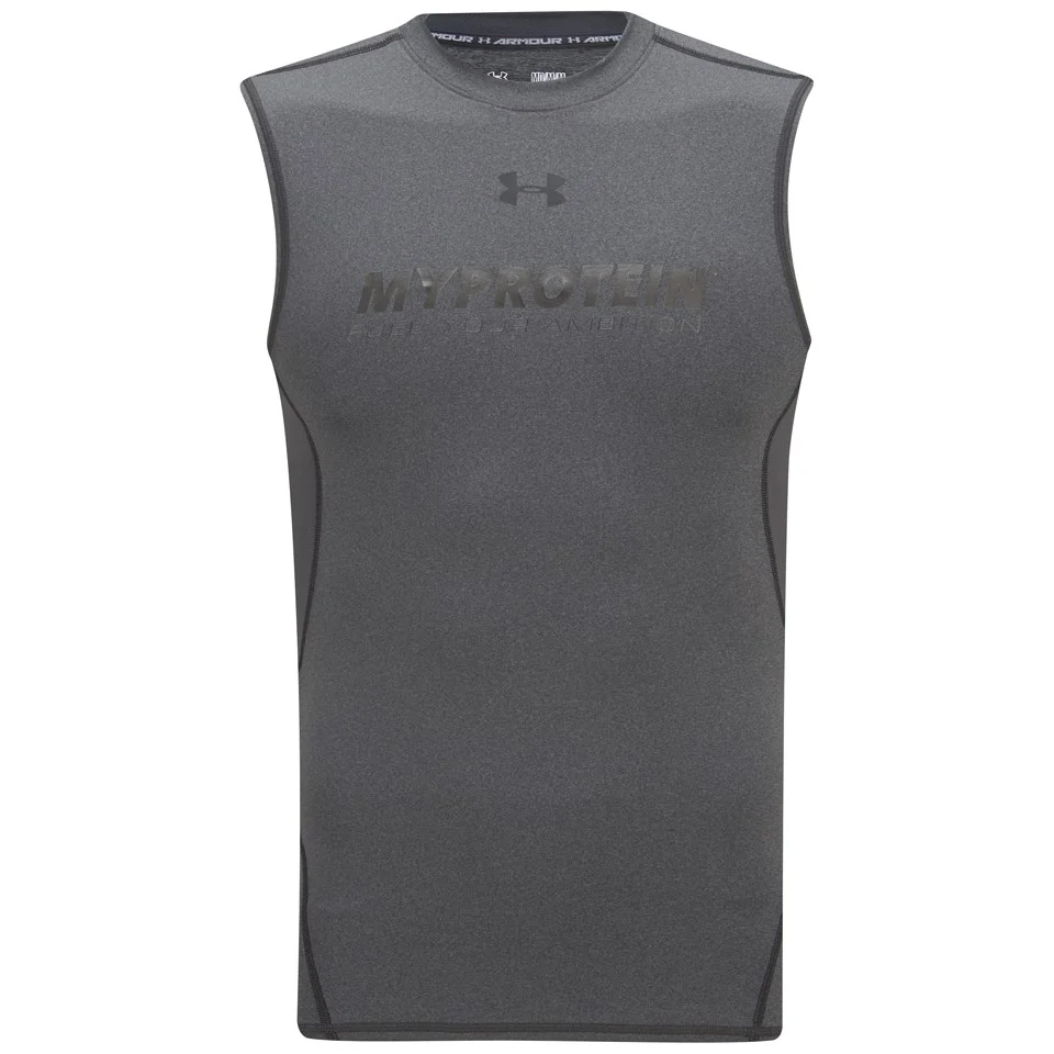 Under Armour HeatGear® Armour 强力伸缩型无袖运动T恤 – 深灰色 图片 1