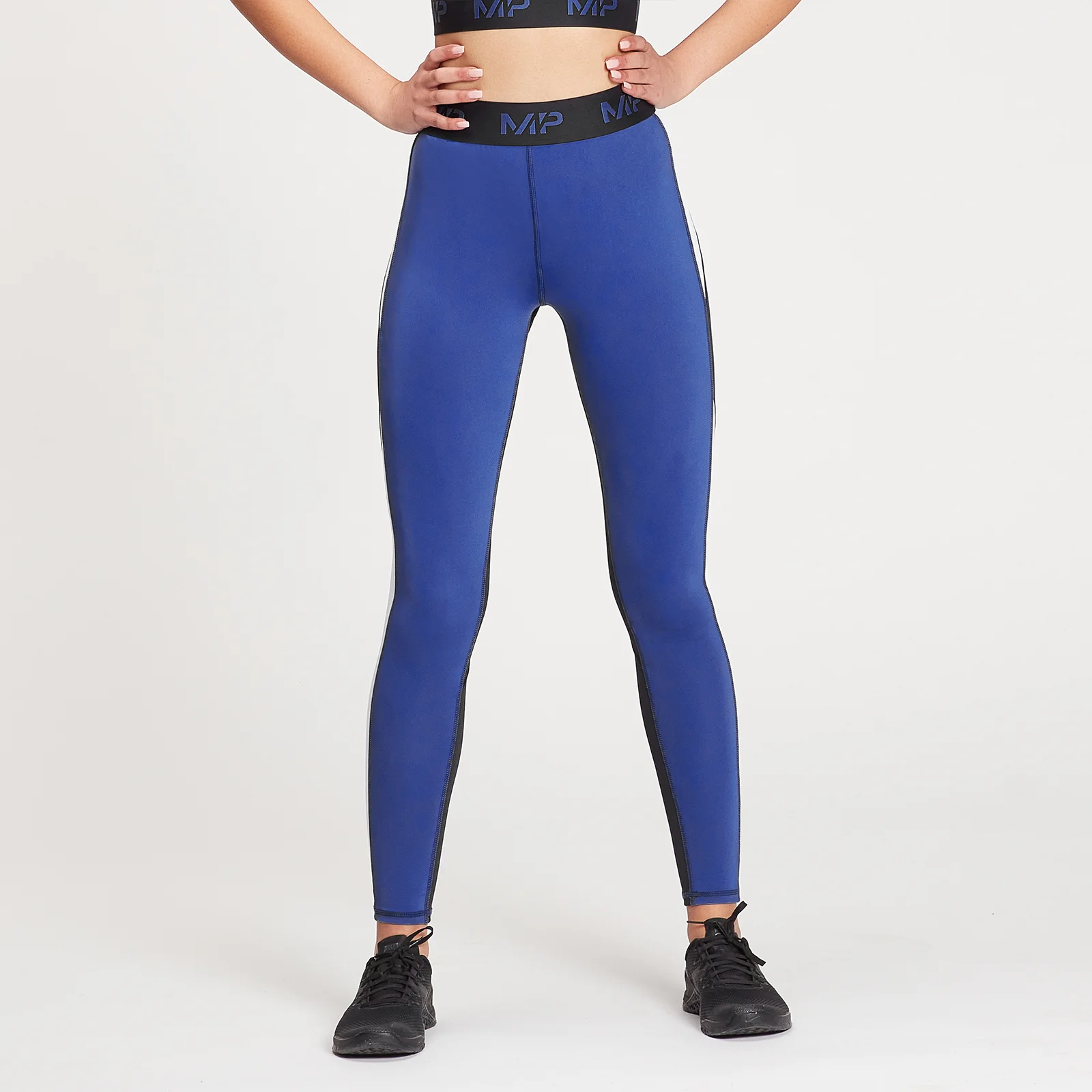 MP Women's Engage Colour Block Leggings - Black / White / Cobalt - XXS 图片 1