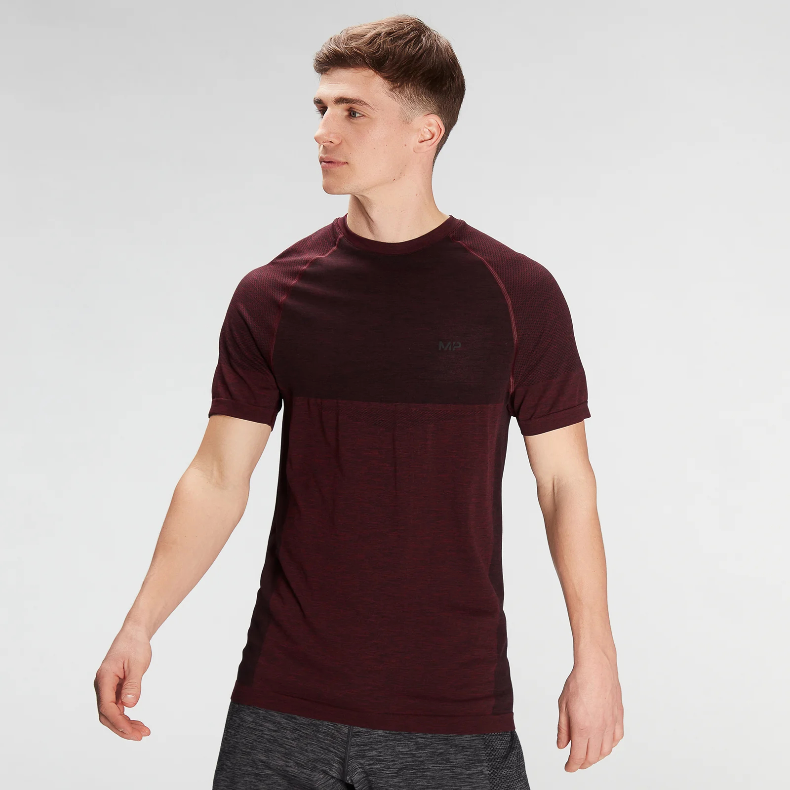 MP Men's Essential Seamless Short Sleeve T-Shirt- Washed Oxblood Marl - XXS 图片 1