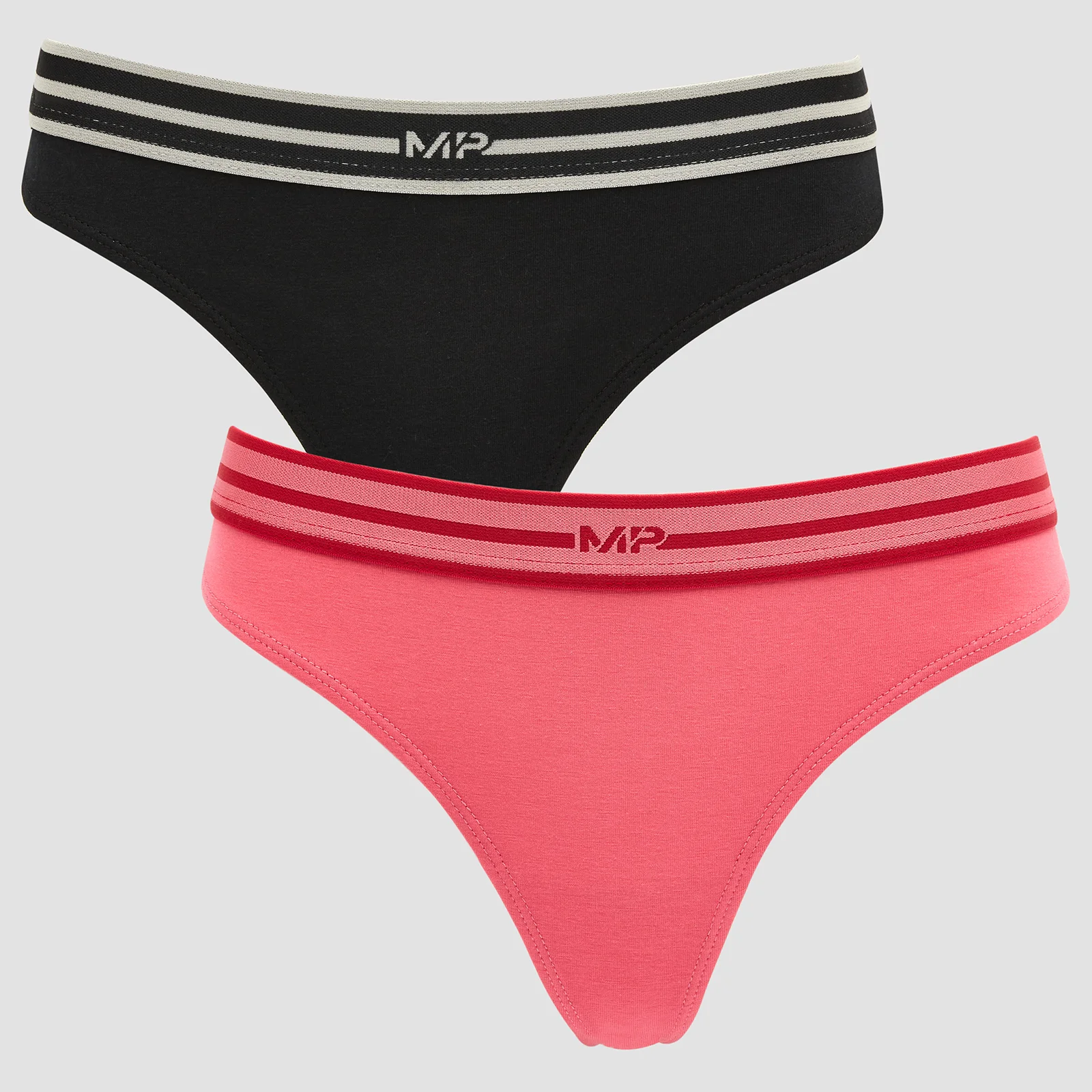 MP Women's Limited Edition Impact Essentials Thong (2 Pack) - Black/Pink - XXS 图片 1