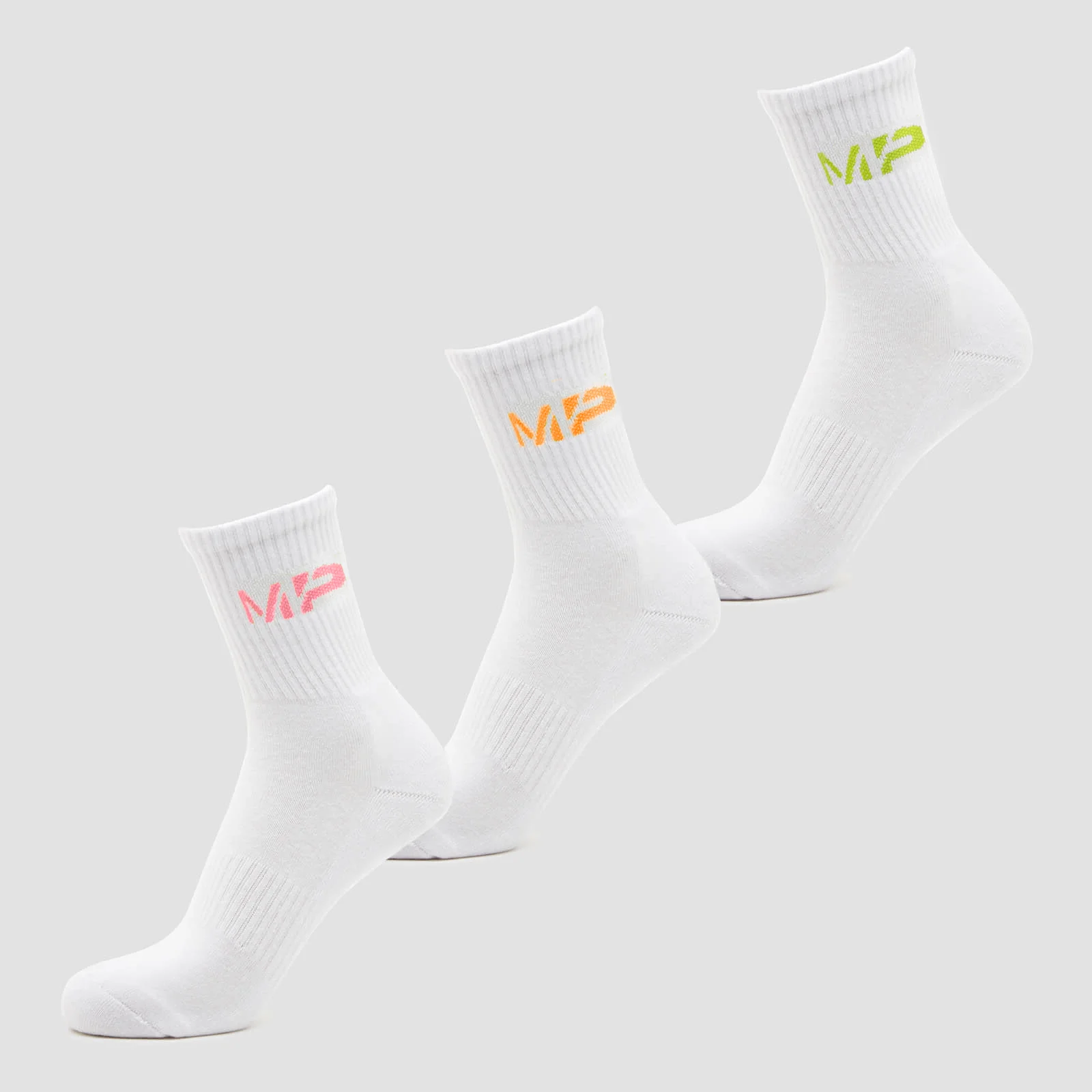 MP Men's Neon MP Logo Crew Socks (3 Pack) Orange/Lime/Rose - UK 6-8 图片 1