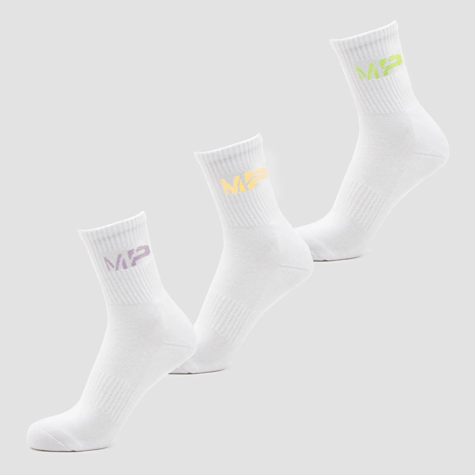 MP Women's Neon MP Logo Crew Socks (3 Pack) Butterfly/Banana/Lavender - UK 3-6 图片 1