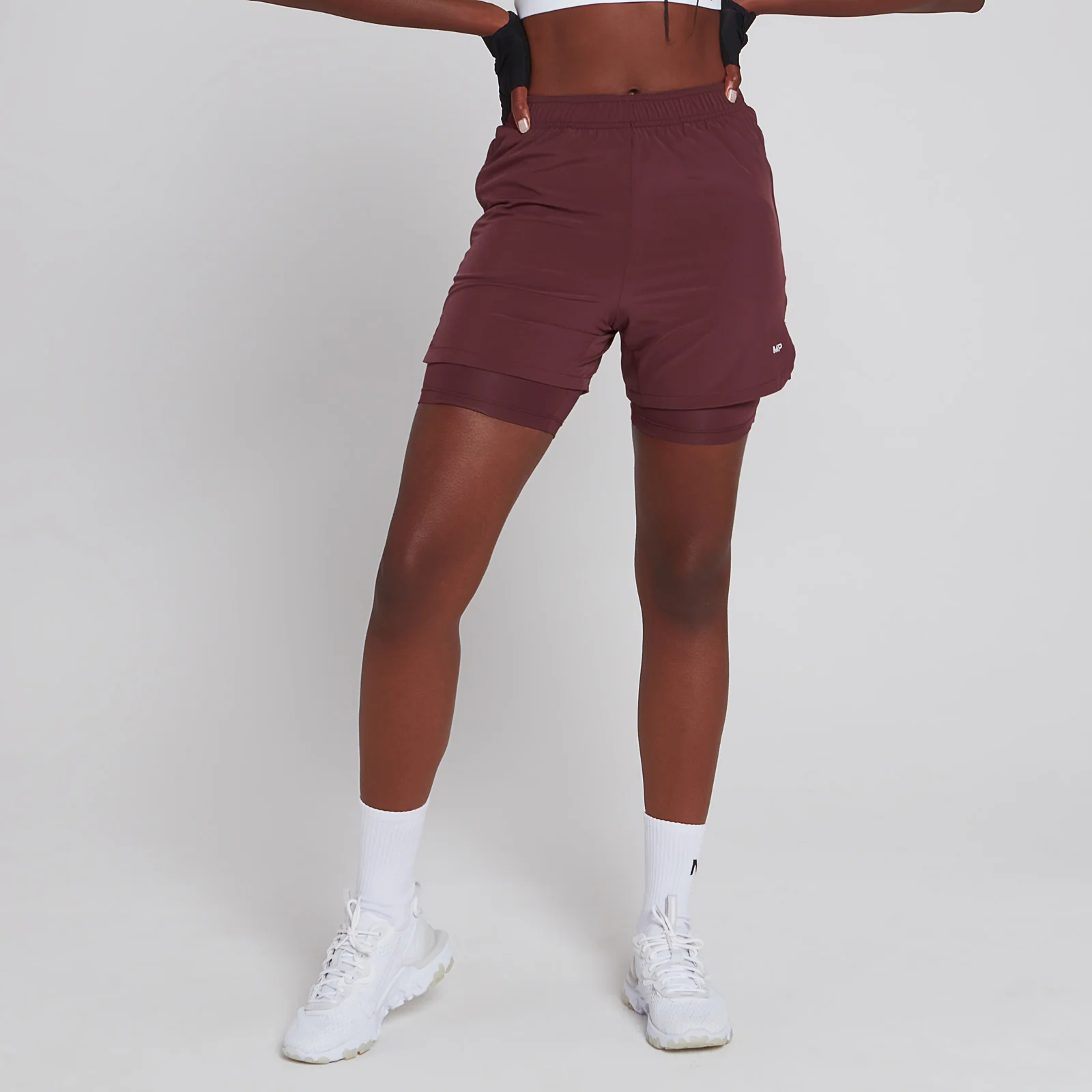 MP Women's 2 IN 1 Training Jersey Short - Port - XS 图片 1