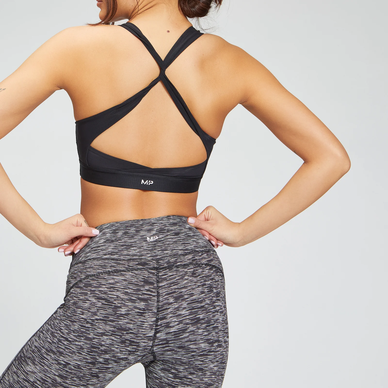MP Women's Power Cross Back Sports Bra - Black Space Dye - XXS 图片 1