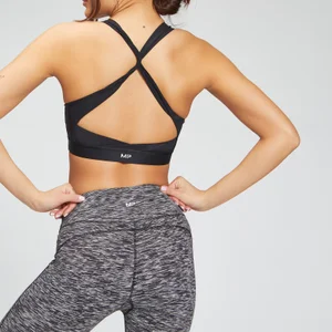 MP Women's Power Cross Back Sports Bra - Black Space Dye - Size XXS
