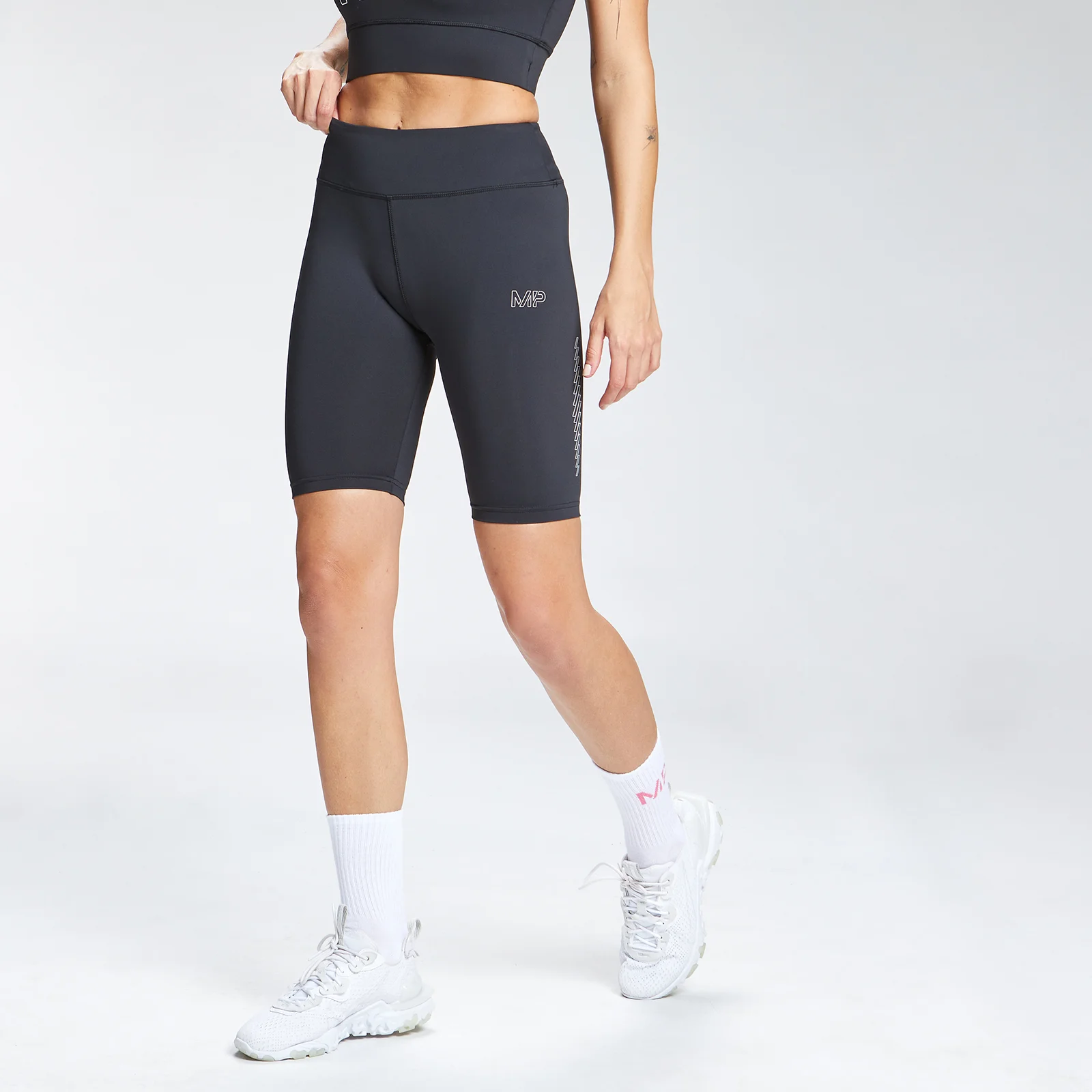 MP女子重复标记图形训练骑行短裤-黑色 - XXS 图片 1