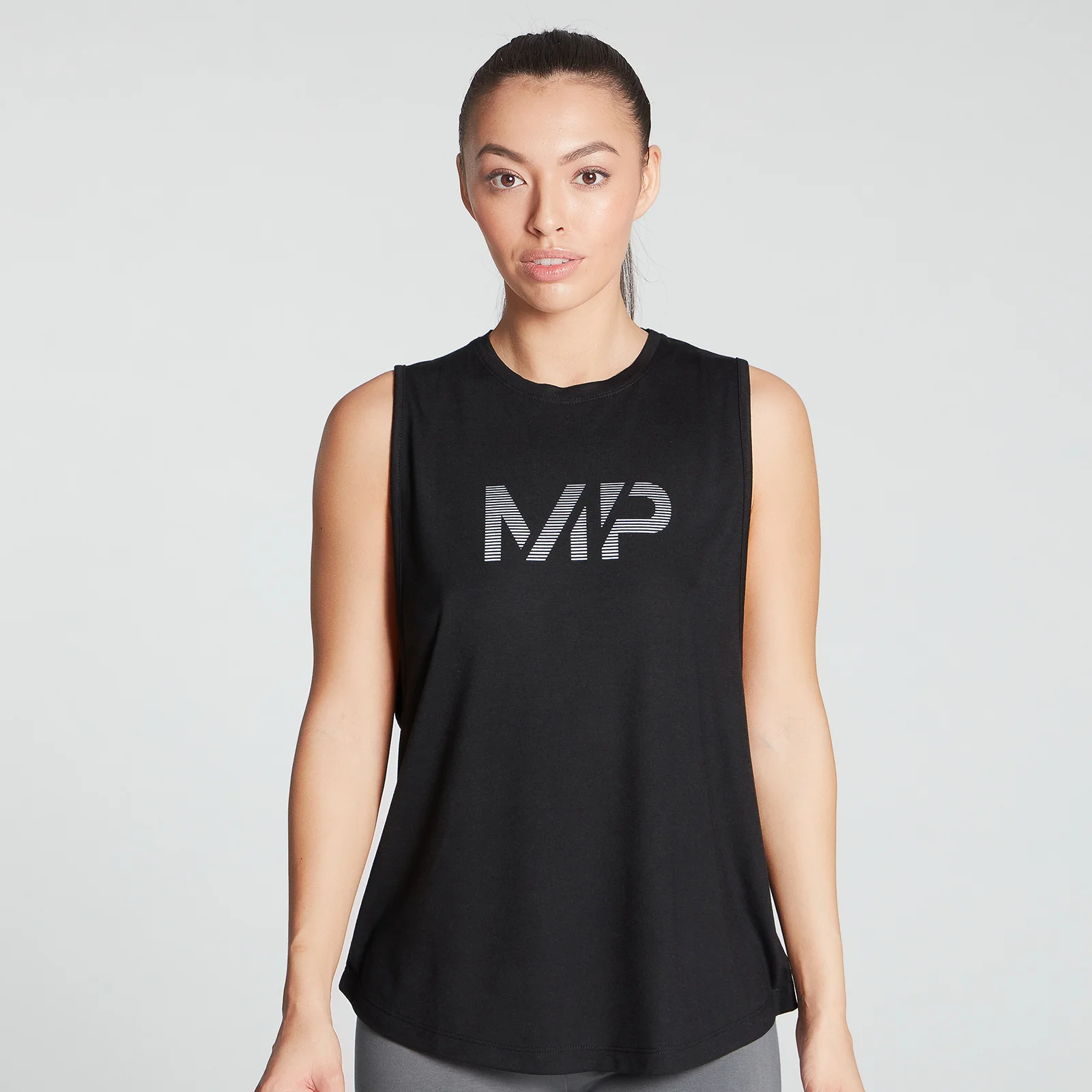 MP Women's Gradient Line Graphic Drop Armhole Vest - Black - XXS 图片 1