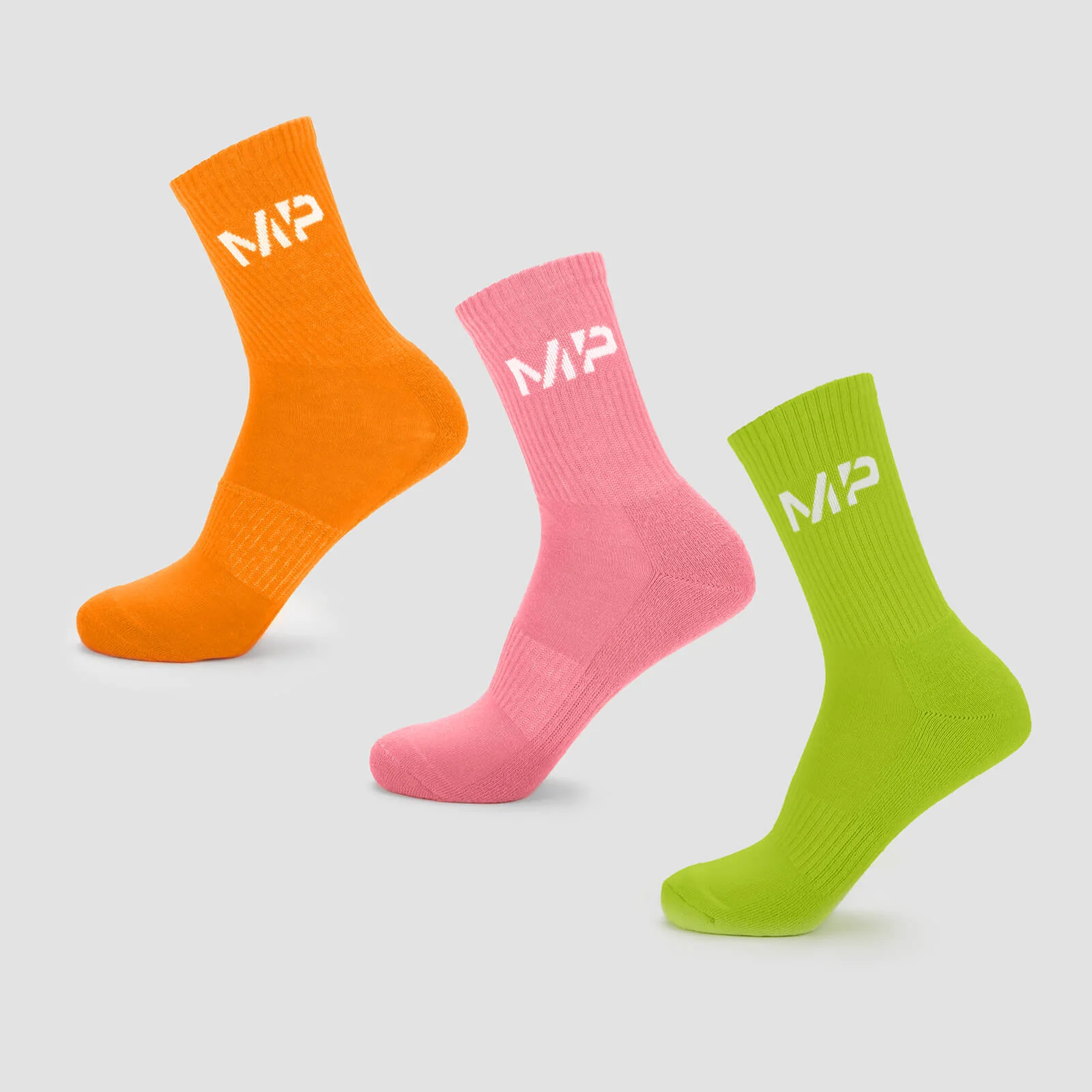 MP Men's Neon Brights Crew Socks (3 Pack) - Orange/Lime/Rose - UK 6-8 图片 1