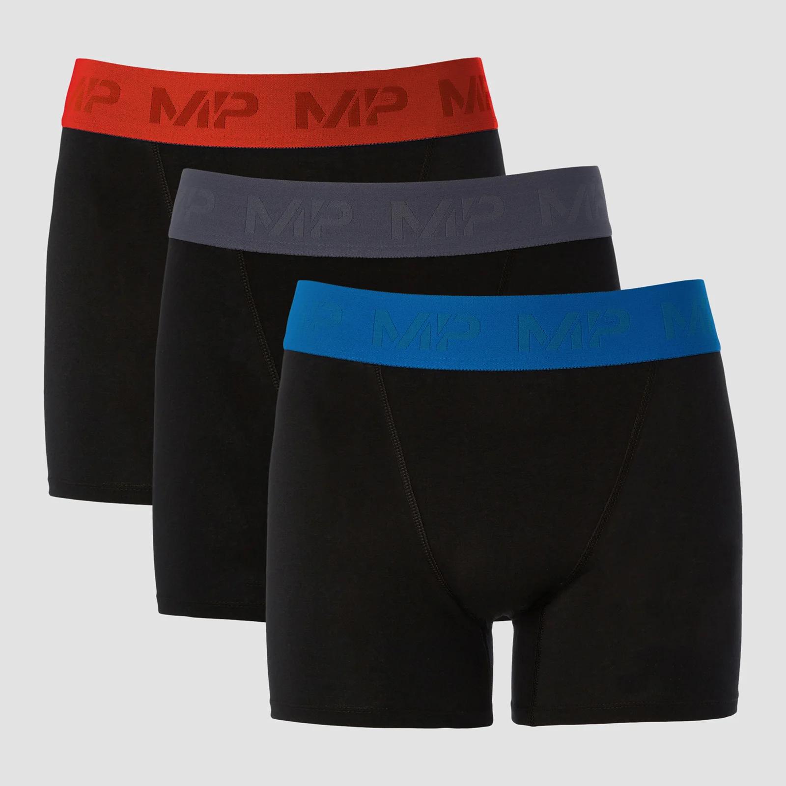 MP Men's Coloured Waistband Boxers (3 Pack) - Black/Graphite/True Blue/Fire - XXS 图片 1