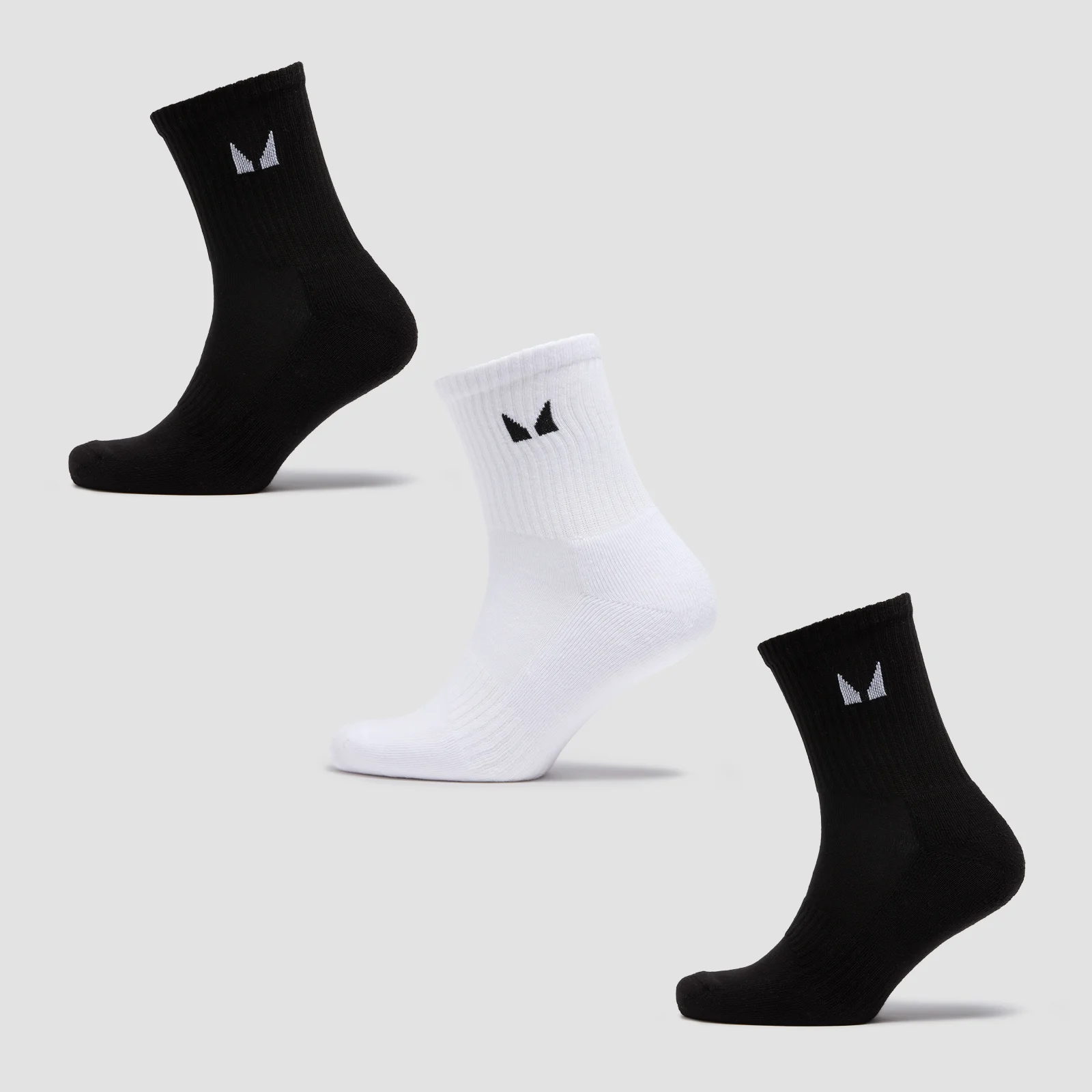 MP Unisex Crew Socks (3 Pack) - Black/White - UK 6-8 图片 1
