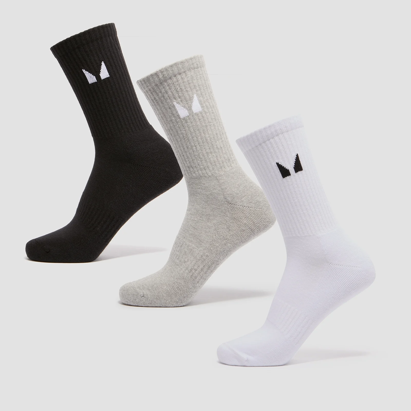 MP Unisex Crew Socks (3 Pack) - White/Black/Grey Marl - UK 2-5 图片 1