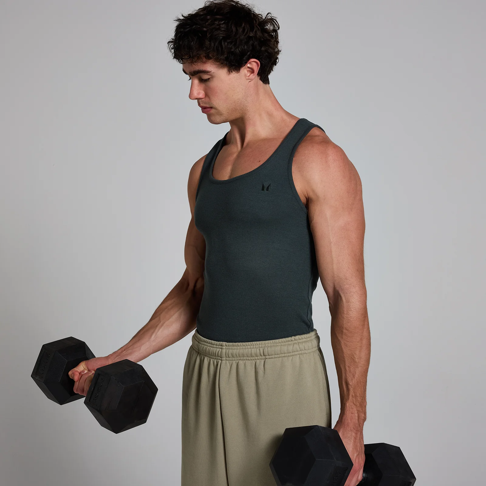 MP Men's Lift Ribbed Muscle Fit Tank - Washed Black - M 图片 1