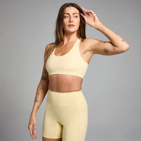 Active系列女士交叉后背可调节内衣 - 酪乳色