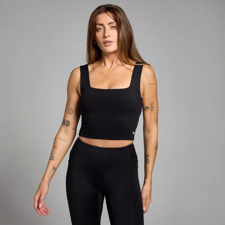 Active系列女士方形领口背心 - 黑色