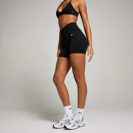 女士无缝隐形抽褶短裤 - 黑色